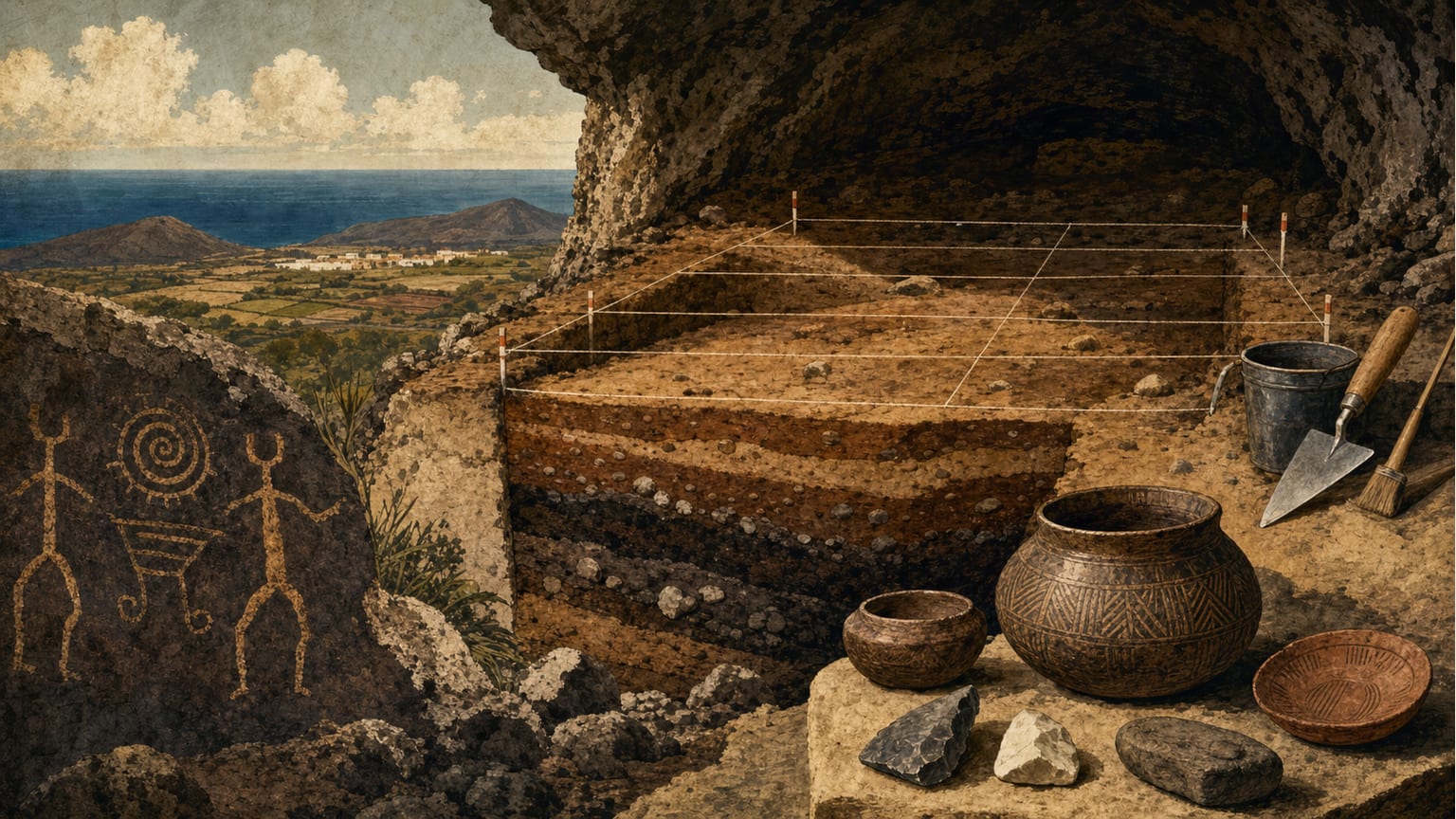 La cueva de La Enladrillada: metodología y hallazgos de una excavación clave en Tegueste - Arqueología