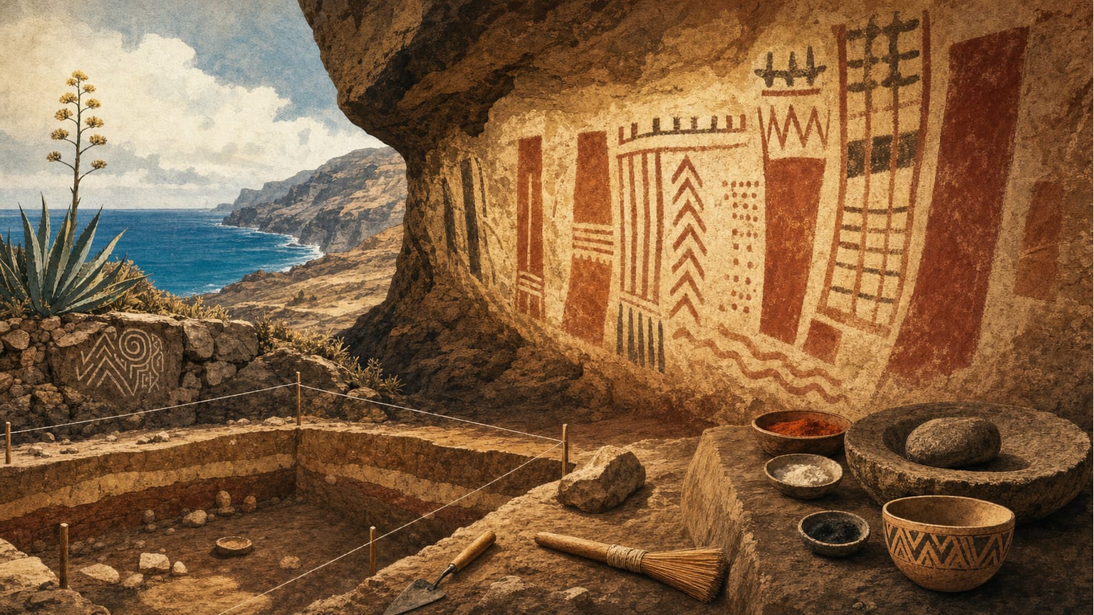 La Cueva Pintada de Gáldar : Techniques et signification de la peinture murale indigène - Archéologie