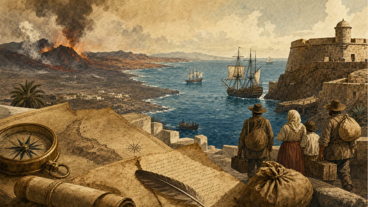 Émigration massive liée aux crises et éruptions : Lanzarote et Fuerteventura aux XVIIe et XVIIIe siècles - Histoire