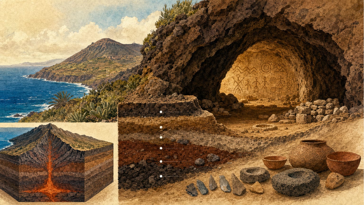 La geología y formación de la cueva de La Cerera en Arucas - Arqueología