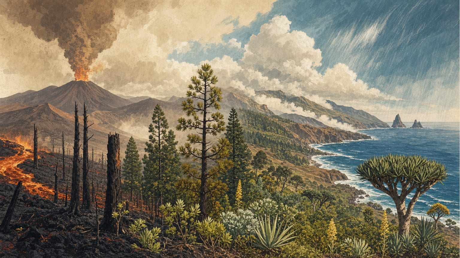 L'impact des événements volcaniques et météorologiques extrêmes sur les forêts des Canaries - Nature