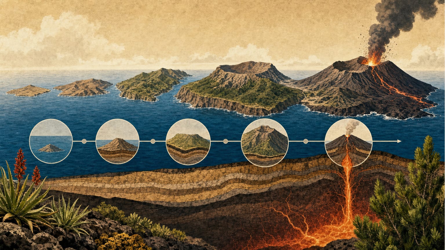 La progresión temporal del volcanismo en las Islas Canarias: edades, etapas y significado geológico - Naturaleza