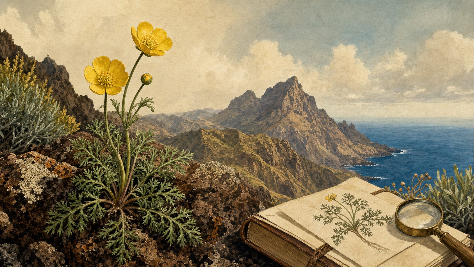 Ranunculus cortusæfolius: Eine kanarische Endemitenart laut Webb und Berthelot - Natur