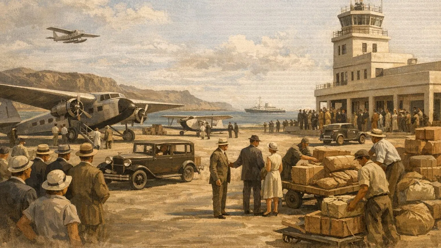 Gando Rowa 1930 — Inauguración del aeropuerto de Gando en Gran Canaria. | Canarias ...