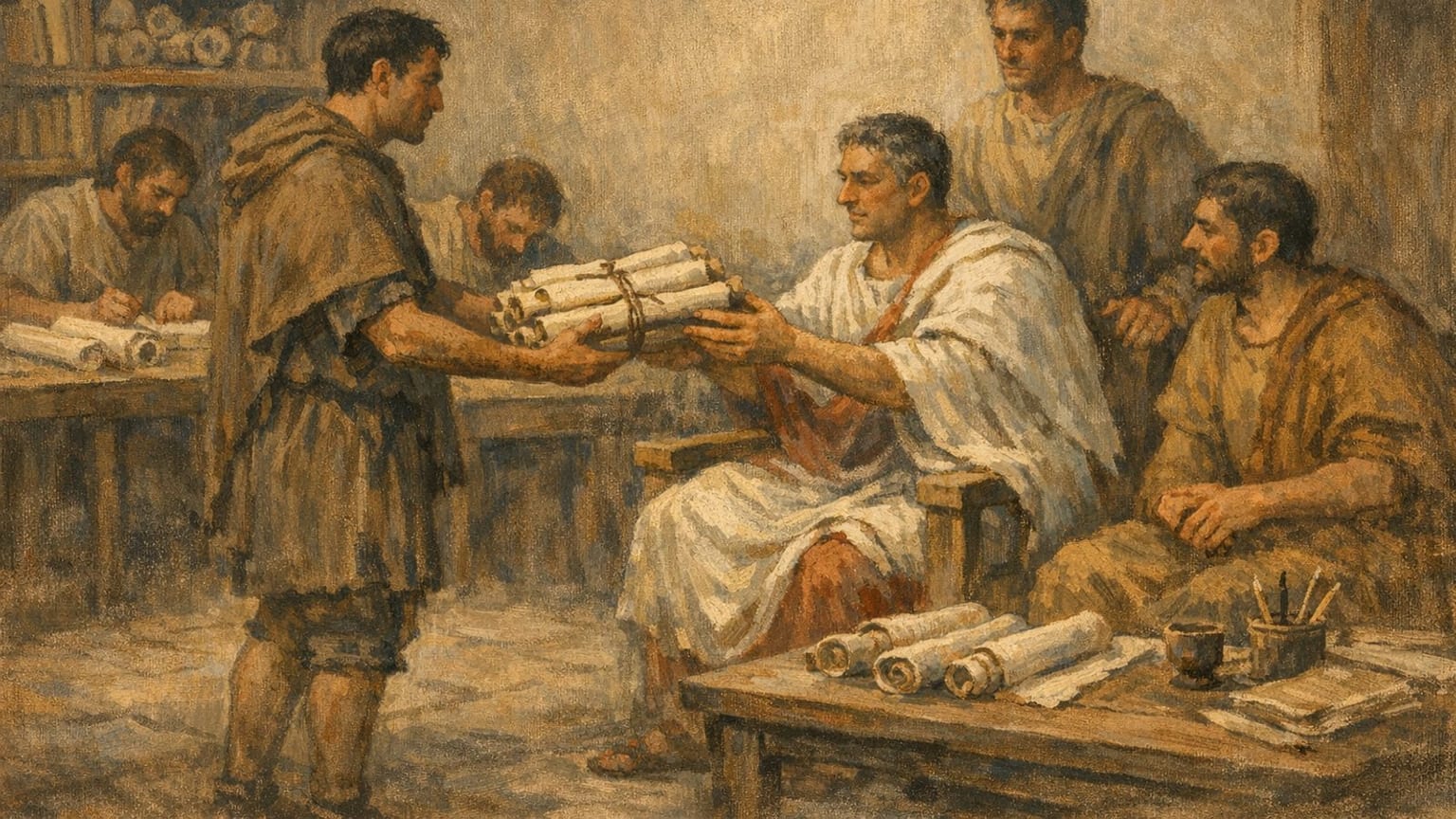 Plinius der Ältere widmet Titus die Naturalis Historia, die Nachrichten über die Glückseligen Inseln überliefert.